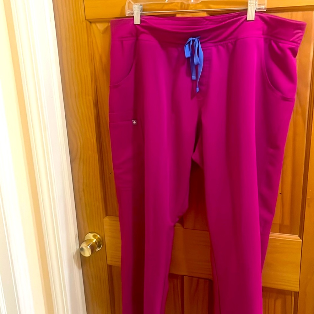 Fuschia Kade Cargo scrub pants by Figs